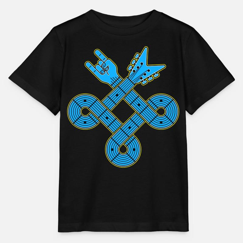 Emblème du nœud de guitare bleu néon - T-shirt bio MINI CREATOR Stanley/Stella Enfant - noir