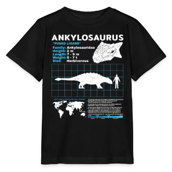 Fiche d’information sur l’Ankylosaurus - T-shirt bio MINI CREATOR Stanley/Stella Enfant - noir - Devant - Mikhail (115cm)