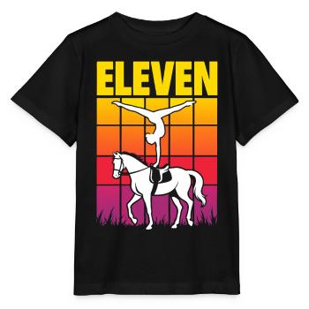 Eleven Equestrian Vaulting Voltigieren - Stanley/Stella Kinder T-Shirt MINI CREATOR  - Schwarz - Vorne - Mikhail (115cm)