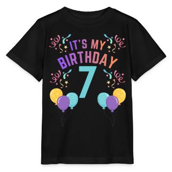 7 Years Girl It's My Birthday Kids Birthday - Stanley/Stella MINI CREATOR Kids’ T-Shirt - black - Front - Mikhail (115cm)