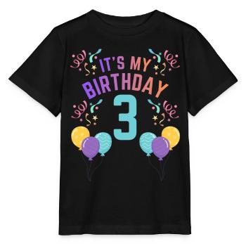 3 Years Girl It's My Birthday Kids Birthday - Stanley/Stella MINI CREATOR Kids’ T-Shirt - black - Front - Mikhail (115cm)