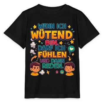 When I'm angry: feel, then talk - Stanley/Stella MINI CREATOR Kids’ T-Shirt - black - Front - Mikhail (115cm)