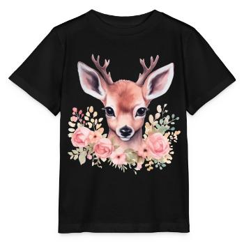 Motif traditionnel de cerf et de biche pour costumes féminins – Traditionnel - T-shirt bio MINI CREATOR Stanley/Stella Enfant - noir - Devant - Mikhail (115cm)