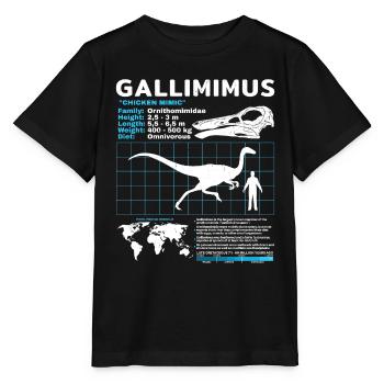 Fiche d’information sur le Gallimimus - T-shirt bio MINI CREATOR Stanley/Stella Enfant - noir - Devant - Mikhail (115cm)