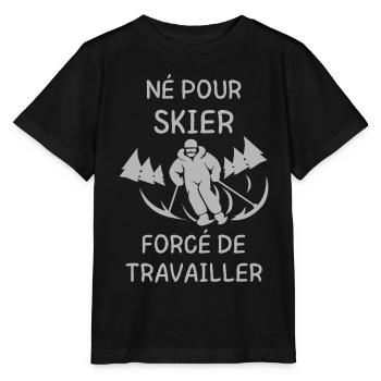Born to ski: forced to work - Stanley/Stella MINI CREATOR Kids’ T-Shirt - black - Front - Mikhail (115cm)