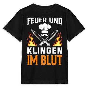 Gastronomie FEU ET LAMES DANS LE SANG Plaisir - T-shirt bio MINI CREATOR Stanley/Stella Enfant - noir - Devant - Mikhail (115cm)