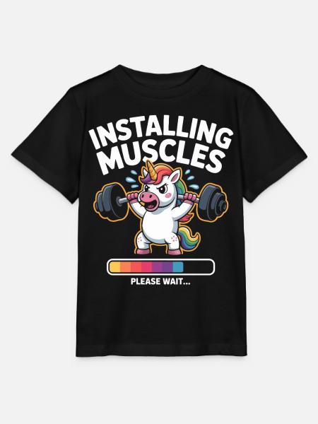 Einhorn hebt Gewichte - Stanley/Stella Kinder T-Shirt MINI CREATOR - Schwarz