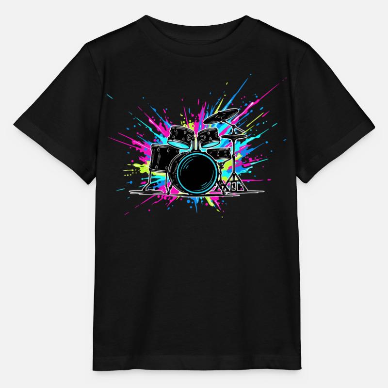 Schlagzeug bunt - Stanley/Stella Kinder T-Shirt MINI CREATOR  - Schwarz