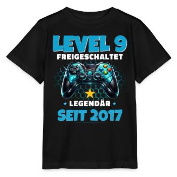 9th Birthday Gamer Shirt Level 9 Unlocked - Stanley/Stella MINI CREATOR Kids’ T-Shirt - black - Front - Mikhail (115cm)