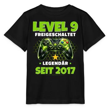 9th Birthday Gamer Shirt Level 9 Unlocked - Stanley/Stella MINI CREATOR Kids’ T-Shirt - black - Front - Mikhail (115cm)