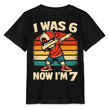 7. Geburtstag Junge 7 Jahre alt, I was 6 now Im 7 - Stanley/Stella Kinder T-Shirt MINI CREATOR  - Schwarz - Vorne - Mikhail (115cm)