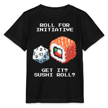 Initiative würfeln | Sushi Roll Wortwitz - Stanley/Stella Kinder T-Shirt MINI CREATOR  - Schwarz - Vorne - Mikhail (115cm)