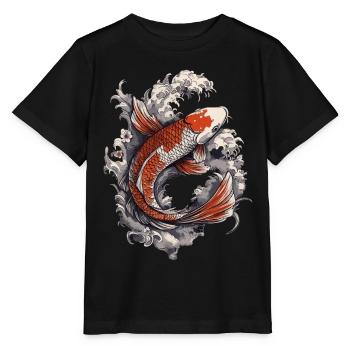 Koi in the Rush of the Waves - Stanley/Stella MINI CREATOR Kids’ T-Shirt - black - Front - Mikhail (115cm)