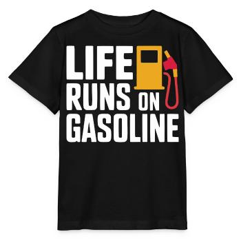 Life Runs On Gasoline Design - Stanley/Stella MINI CREATOR Kids’ T-Shirt - black - Front - Mikhail (115cm)