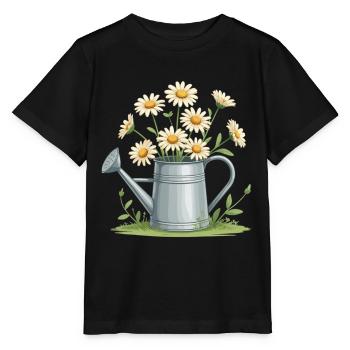 Des marguerites dans l’arrosoir - T-shirt bio MINI CREATOR Stanley/Stella Enfant - noir - Devant - Mikhail (115cm)