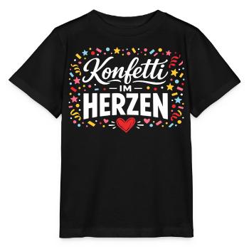 Confettis dans le costume d’Alaaf Helau en cœur - T-shirt bio MINI CREATOR Stanley/Stella Enfant - noir - Devant - Mikhail (115cm)
