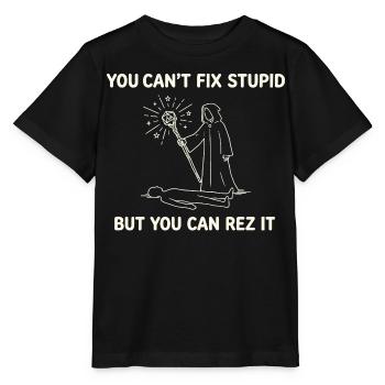 Tu ne peux pas réparer la stupidité – Conception de guérisseur de magicien - T-shirt bio MINI CREATOR Stanley/Stella Enfant - noir - Devant - Mikhail (115cm)