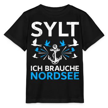 Vacances en mer du Nord SYLT J’AI BESOIN DE MER DU NORD Drôle - T-shirt bio MINI CREATOR Stanley/Stella Enfant - noir - Devant - Mikhail (115cm)