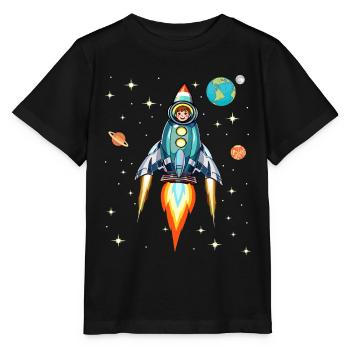 Rocket Space Space Spaceship Spaceship - Stanley/Stella MINI CREATOR Kids’ T-Shirt - black - Front - Mikhail (115cm)