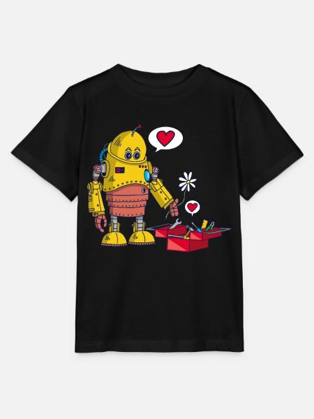 Der Roboter und die Liebe - Stanley/Stella Kinder T-Shirt MINI CREATOR  - Schwarz