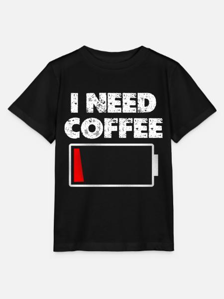 Ich brauche Kaffee Akku leer - Stanley/Stella Kinder T-Shirt MINI CREATOR - Schwarz