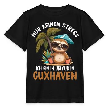 Vacances en mer du Nord PAS DE STRESS JE SUIS EN VACANCES À - T-shirt bio MINI CREATOR Stanley/Stella Enfant - noir - Devant - Mikhail (115cm)
