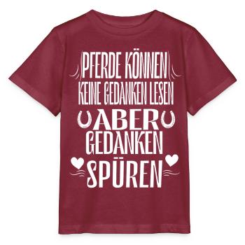 Horses can't read minds, but thoughts s - Stanley/Stella MINI CREATOR Kids’ T-Shirt - burgundy - Front - Kain (125cm)