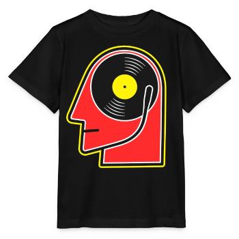 Vinyl Album Head Cartoon Portrait - Stanley/Stella MINI CREATOR Kids’ T-Shirt - black - Front - Mikhail (115cm)