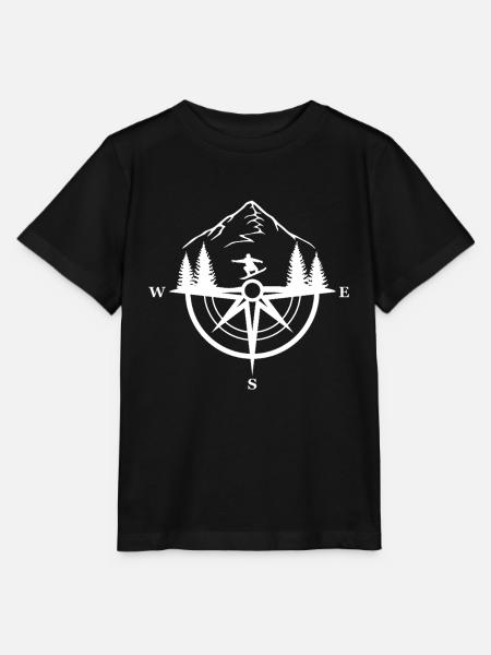Snowboarder und Kompass im Gebirge - Stanley/Stella Kinder T-Shirt MINI CREATOR  - Schwarz