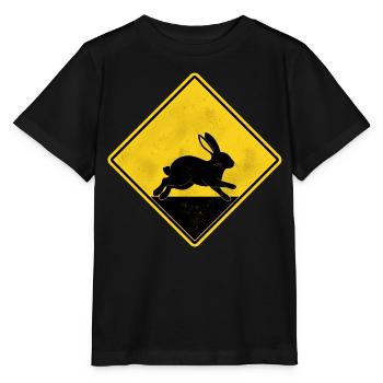 Kaninchengelbes Straßenschild - Stanley/Stella Kinder T-Shirt MINI CREATOR  - Schwarz - Vorne - Mikhail (115cm)
