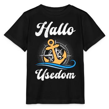 Holidays on Usedom Baltic Sea HELLO USEDOM Funny - Stanley/Stella MINI CREATOR Kids’ T-Shirt - black - Front - Mikhail (115cm)