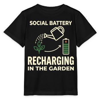 Humour social de jardin qui recharge la batterie - T-shirt bio MINI CREATOR Stanley/Stella Enfant - noir - Devant - Mikhail (115cm)