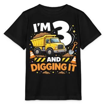 Ich bin 3 und grabe es - Stanley/Stella Kinder T-Shirt MINI CREATOR  - Schwarz - Vorne - Mikhail (115cm)