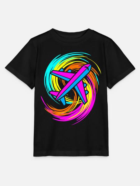 Flugzeug - Stanley/Stella Kinder T-Shirt MINI CREATOR - Schwarz