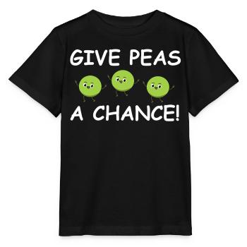 Gib Erbsen Eine Chance – Fröhliche Erbsen - Stanley/Stella Kinder T-Shirt MINI CREATOR  - Schwarz - Vorne - Mikhail (115cm)
