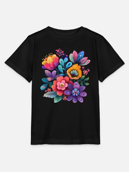 Blumen Bunte Blüten Floral Garten - Stanley/Stella Kinder T-Shirt MINI CREATOR  - Schwarz