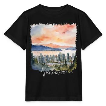 Vancouver Watercolor, Vancouver Canada - T-shirt bio MINI CREATOR Stanley/Stella Enfant - noir - Devant - Mikhail (115cm)