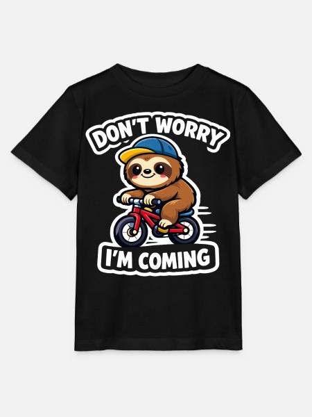 Faultier Kawaii Fahrrad Geschenk Niedlich - Stanley/Stella Kinder T-Shirt MINI CREATOR - Schwarz