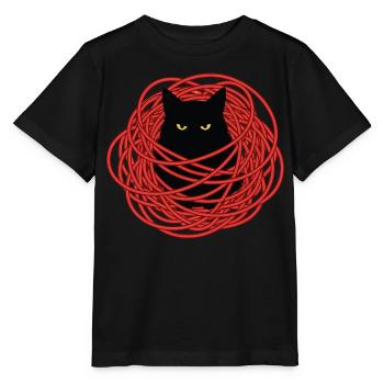 Cable Nest Katzenkabel Humor - Stanley/Stella Kinder T-Shirt MINI CREATOR  - Schwarz - Vorne - Mikhail (115cm)