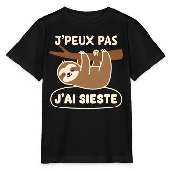 Sieste du paresseux - T-shirt bio MINI CREATOR Stanley/Stella Enfant - noir - Devant - Mikhail (115cm)