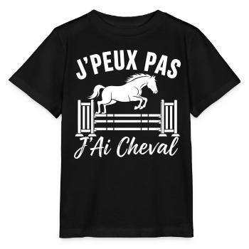 J'peux pas, j'ai cheval — Équitation - T-shirt bio MINI CREATOR Stanley/Stella Enfant - noir - Devant - Mikhail (115cm)