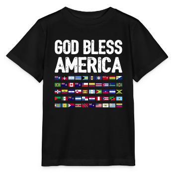 Que Dieu bénisse l’Amérique Continent Tous les pays Patrimoine - T-shirt bio MINI CREATOR Stanley/Stella Enfant - noir - Devant - Mikhail (115cm)