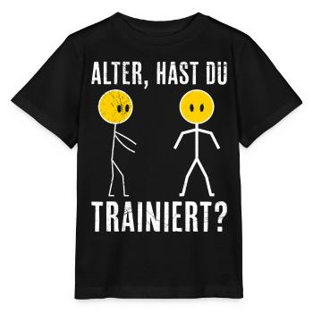 Strichmännchen HAST DU TRAINIERT Lustiges - Stanley/Stella Kinder T-Shirt MINI CREATOR  - Schwarz - Vorne - Mikhail (115cm)