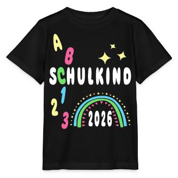 Schoolchild 2026 - neon 123 ABC - Stanley/Stella MINI CREATOR Kids’ T-Shirt - black - Front - Mikhail (115cm)