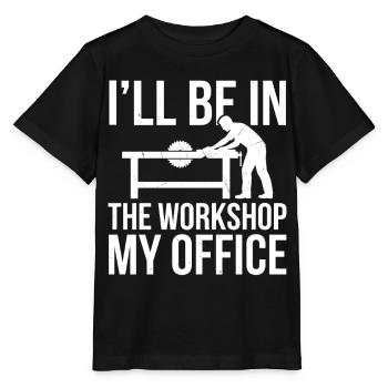 Je serai dans l’atelier, mon bureau - T-shirt bio MINI CREATOR Stanley/Stella Enfant - noir - Devant - Mikhail (115cm)