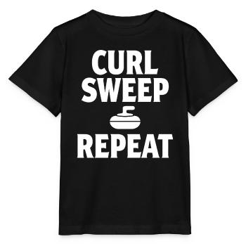 Curl Sweep Repeat Curling Sport Eissport - Stanley/Stella Kinder T-Shirt MINI CREATOR  - Schwarz - Vorne - Mikhail (115cm)