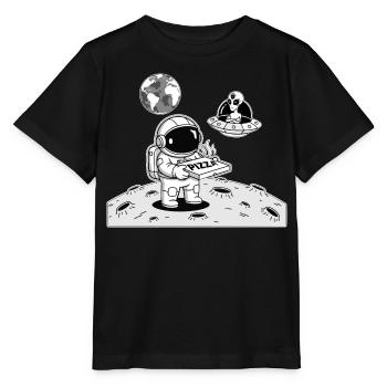 Astronauten-Lieferung Alien-Weltraumpizza - Stanley/Stella Kinder T-Shirt MINI CREATOR  - Schwarz - Vorne - Mikhail (115cm)