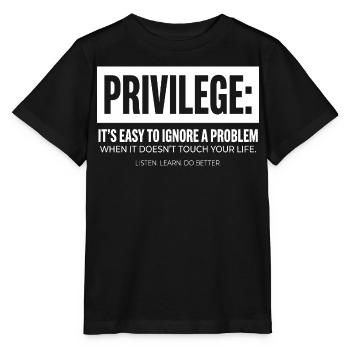 Déclaration de privilège Typographie Motif du texte - T-shirt bio MINI CREATOR Stanley/Stella Enfant - noir - Devant - Mikhail (115cm)
