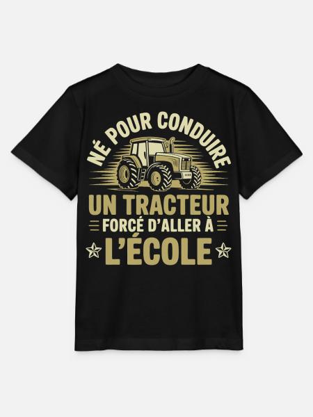 Né pour conduire un tracteur forcé d'aller à l'éco - T-shirt bio MINI CREATOR Stanley/Stella Enfant - noir