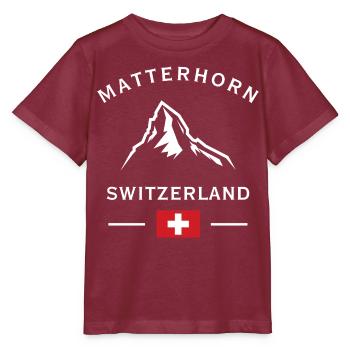 Matterhorn Alpen Schweiz Logo - Stanley/Stella Kinder T-Shirt MINI CREATOR  - Burgunderrot - Vorne - Kain (125cm)